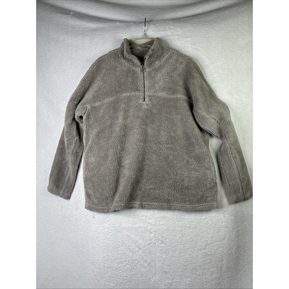 Dylan Los Angeles Sherpa Pullover Womens Medium Oatmeal 1/4 Zip Fleece Cozy